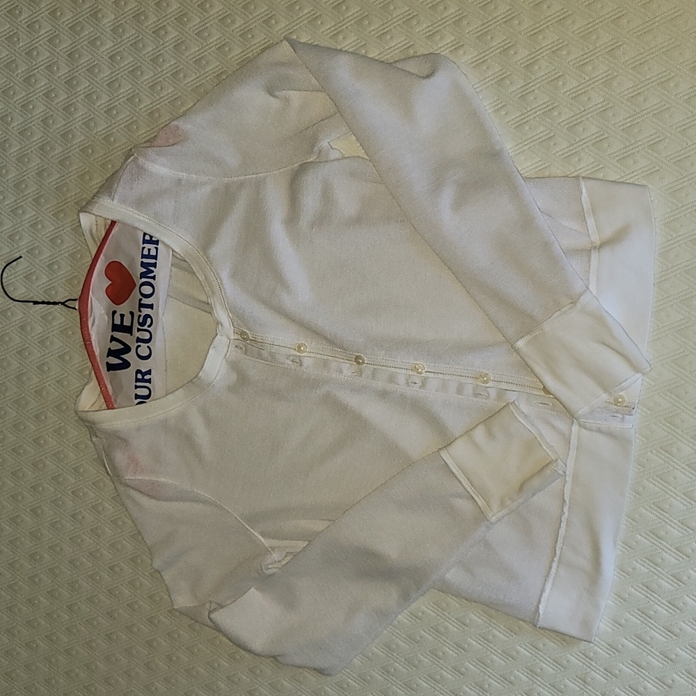Womans white button-up cardigan